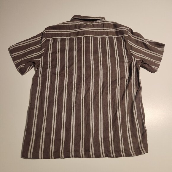 Eighty Eight Brand Short Sleeve Button Up Shirt Brown White Striped Mens XL NEW - Picture 4 of 11